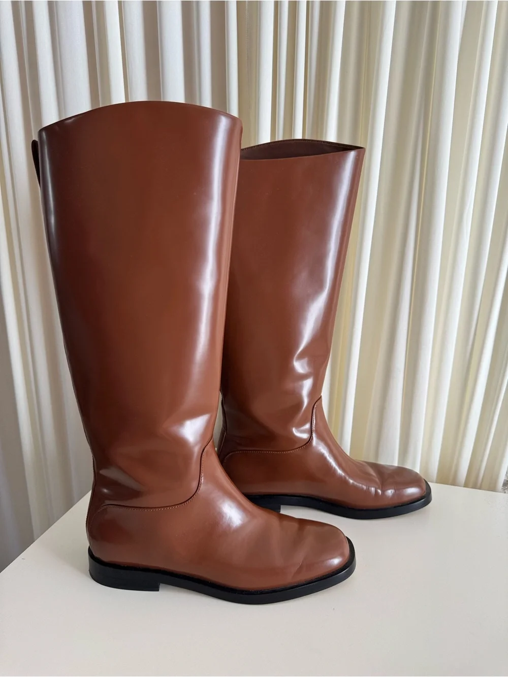 Everlane The Riding Boot Brown Leather Knee-High Cognac Carmel Rum Size 10 Fall